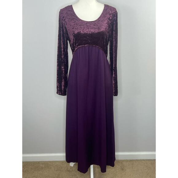 Vintage Dana Scott Velvet Midi Dress Size 11/12 Purple Whimsygoth Fairy - Picture 1 of 4